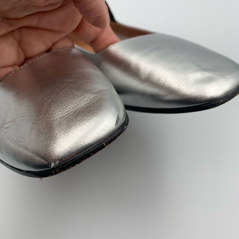 Madewell Silver Mary Jane Flats with Black Strap - Picture 6 of 12